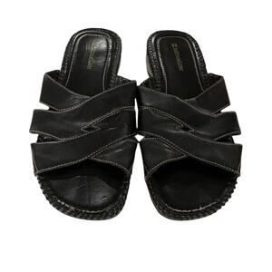 Naturalizer Dark Brown Leather Criss Cross‎ Strappy Slip On Sandals Size 8.5